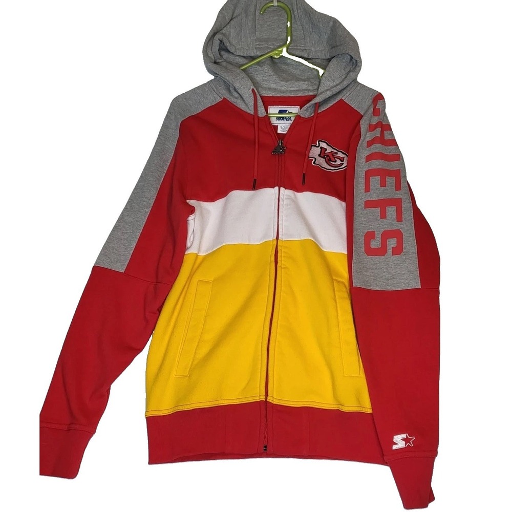 Kansas City Chiefs Starter Mens Hoodie Size Small Full Zip Up KC NFL Red Yellow